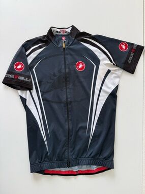 Castelli Men’s Cycling Jersey Short Sleeve Full Zip Gray Black Scorpion-Large